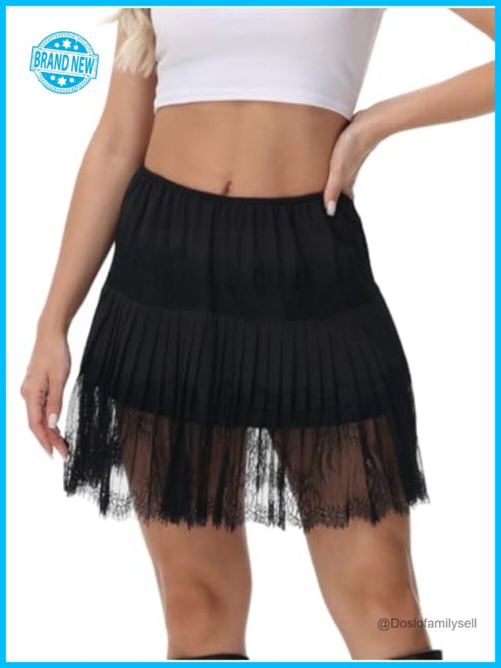 Women's Plus Size Lace Shirt Extender Half Slip Mini Skirt Elastic Waist